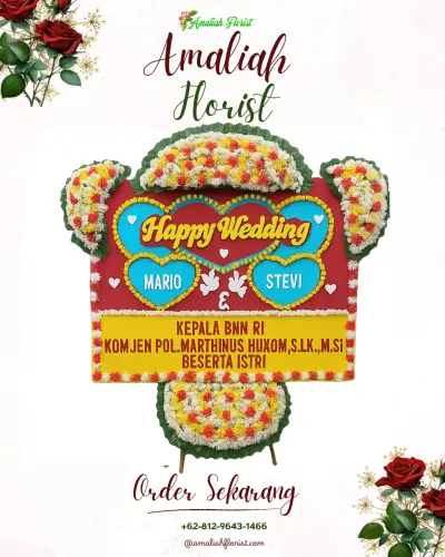 Karangan Papan Bunga Pernikahan di Dangkel